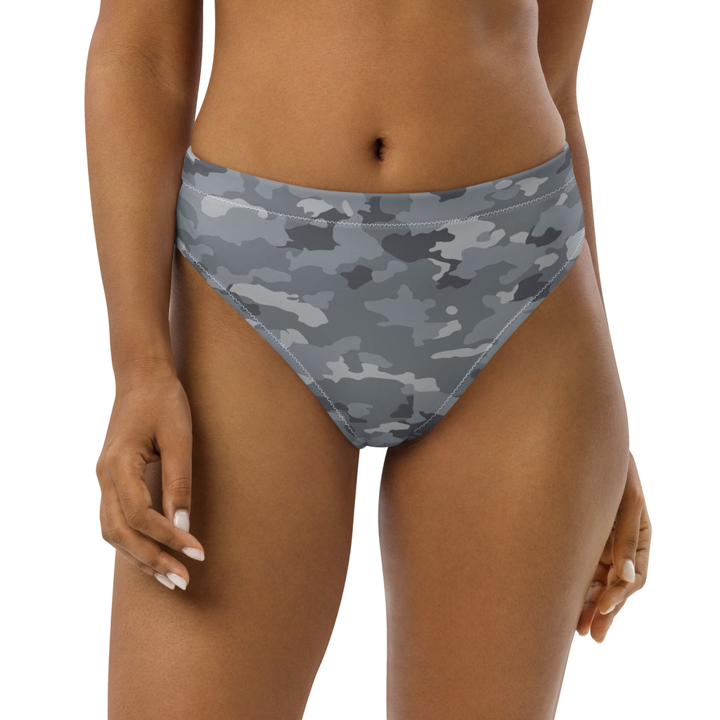 Grey Camo Recycled High-Waisted Bikini Bottom