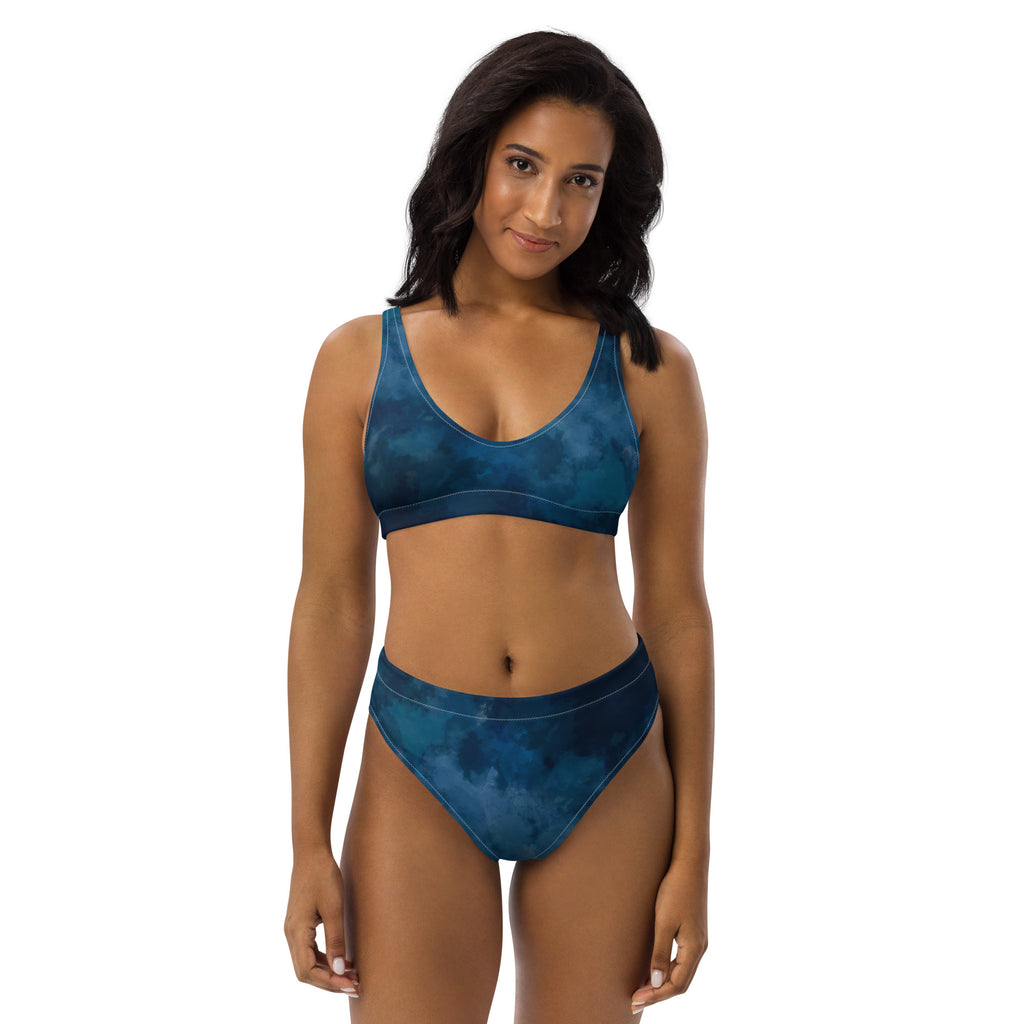 Dark Blue Sea Recycled High-Waisted Bikini