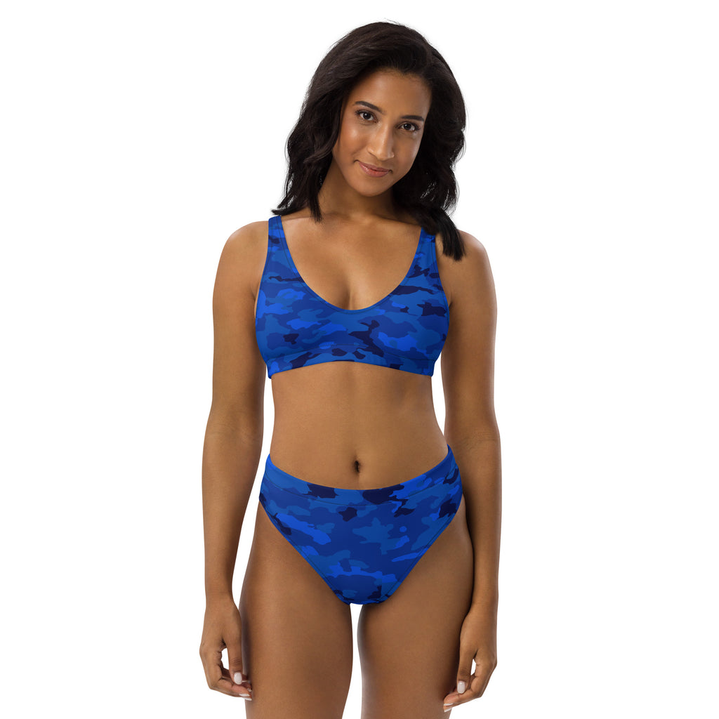 Blue Camo Recycled High-Waisted Bikini