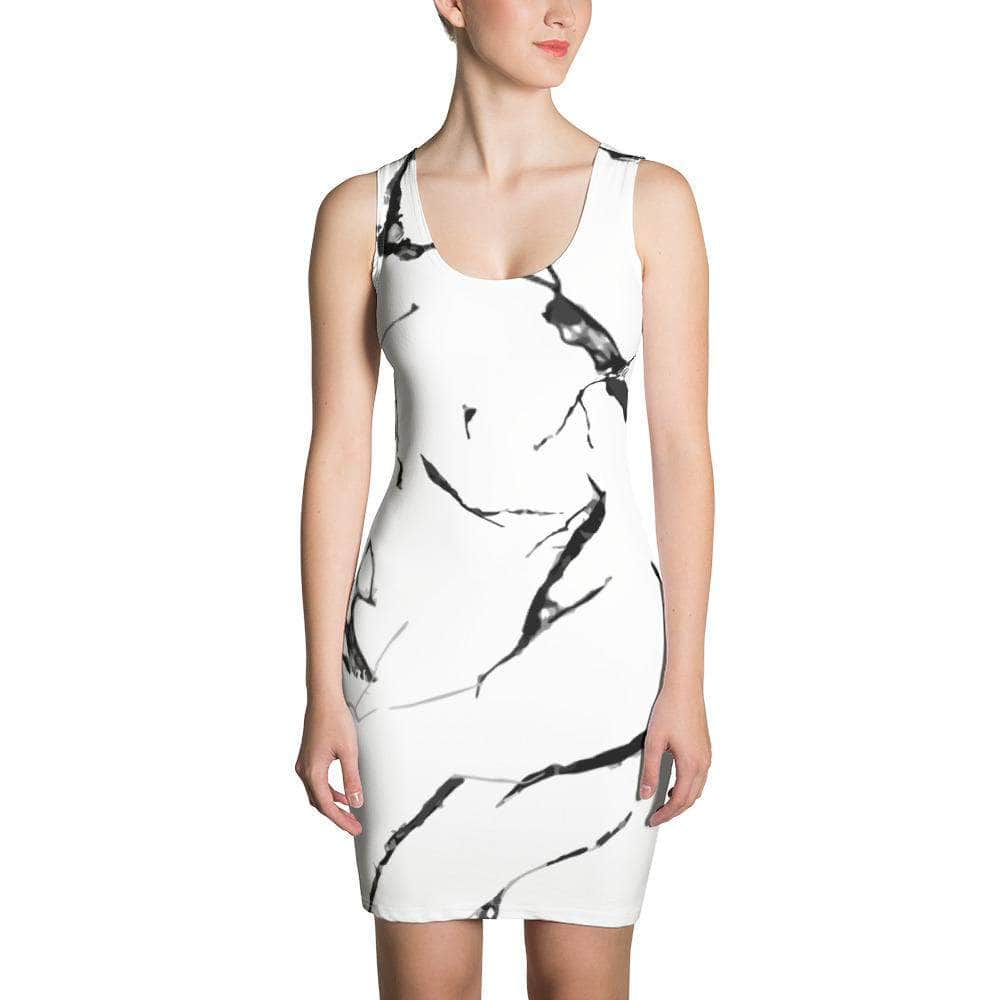 White Marble Fitted Dress